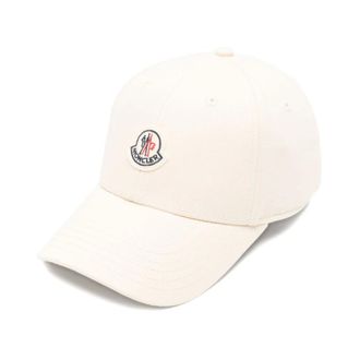 Moncler Hats & Caps, female, Beige, ONE SIZE, Gabardine Baseball Cap
