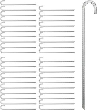 Relaxdays Pack 40 Piquetas De Camping, Estacas Tienda De Campa&ntilde;a, Clavijas Suelo, 45 Cm, Acero Resistente, Plateado