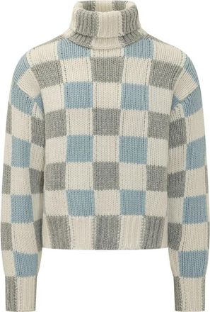 Kenzo Mock Neck Trui met Ruitjes - Heren - Coltruien - Veelkleurig - L - Wol - Truien & Vesten