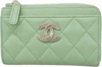 Chanel Green Grained Calfskin Coin Purse/Coin Case (Pre-Owned)