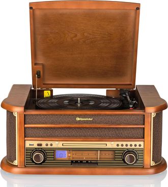 Roadstar Hif-1993bt Equipo De M&uacute;sica Hi Fi Tocadiscos 33/45/78 Rpm, Radio Fm, Reproductor Cd-mp3, Bluetooth, Usb Madera