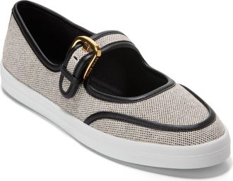 Cole Haan Nantucket Drift Mary Jane Flat in Black/Natural 2 Tone Canvas at Nordstrom Rack, Size 6.5