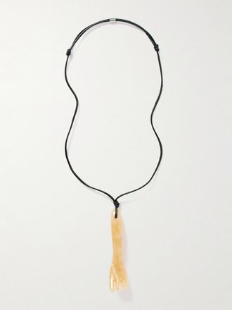 Christophe Lemaire Collana In Cordoncino Con Aragonite Gua Sha Fork - Crema