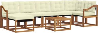 vidaXL Conjunto De Sof&aacute;s De Exterior 8 Uds. Natural Y Crema Vidaxl