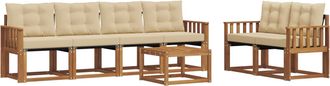 vidaXL Conjunto De Sof&aacute;s De Exterior 7 Uds. Natural Y Beige Vidaxl