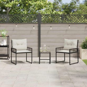 vidaXL Vidaxl Set Di Mobili Da Esterno 3 Pz Nero E Bianco