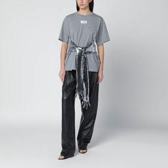 Maison Margiela Grey m&eacute;lange cotton T-shirt with gloves