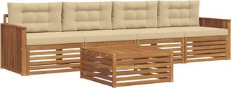 vidaXL Conjunto De Sof&aacute;s De Exterior 5 Uds. Natural Y Beige Vidaxl