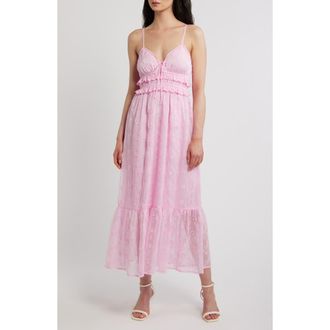 All in Favor Ruffle Hem Eyelet Dress in Pink at Nordstrom, Size X-Small
