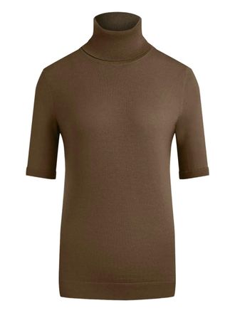 12 Storeez short-sleeve merino turtleneck top - women - Merino - L - Brown