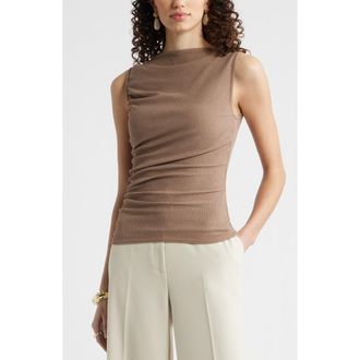 Nordstrom Ruched Sleeveless Top in Brown Lentil at Nordstrom, Size Xx-Large