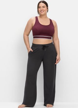 Sheego Sporthose SHEEGO, Damen, Gr. 40, Normalgr&ouml;ssen, grau (anthrazit), 70% Viskose, 26% Polyamid, 4% Elasthan, unifarben, Hosen Sporthose