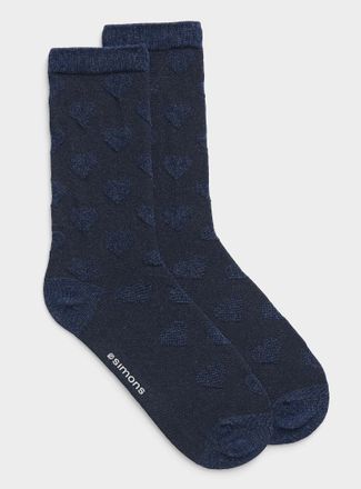 Simons Womens Embossed heart socks