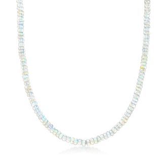 Ross-Simons 4-4.5mm Opal Bead Necklace With 14kt Yellow Gold Magnetic Clasp