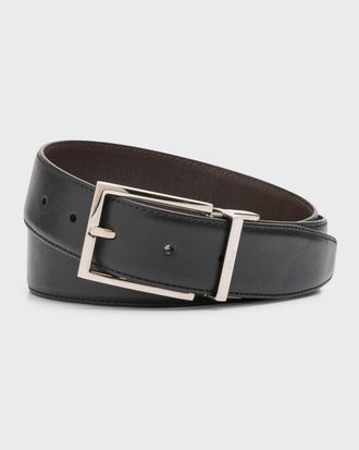 Brioni Men & apos;s Twist Buckle Reversible Belt