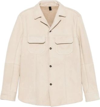 Tagliatore Leren overhemd - Heren - Casual Overhemden - Beige - M - Leer - Overhemden