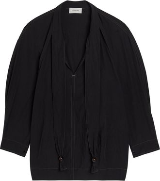 Christophe Lemaire Scarf-effect Cotton Blouse - Black - 38 (UK10 / S)