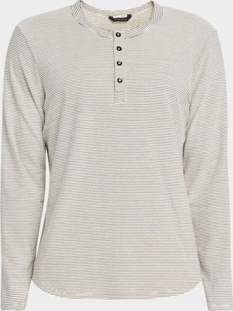 Monfrere Mens Hairline Stripe Long-Sleeve Henley T-Shirt