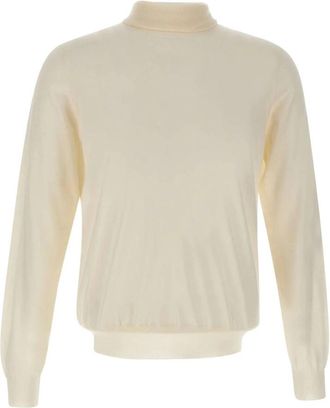 FILIPPO DE LAURENTIIS Merino Wol Coltrui Trui Wit - Heren - Coltruien - Wit - 3XL - Wol - Truien & Vesten