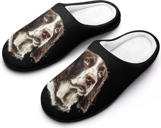 Generic English Springer Spaniel Dog Funny Mens Cotton Slippers Soft Non-Slip Rubber Sole House Slipper Indoor Outdoor