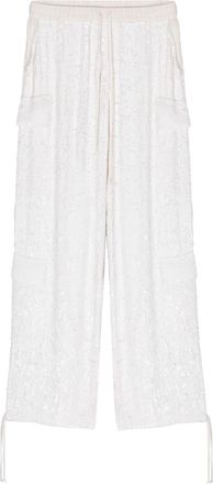P.A.R.O.S.H. sequinned drawstring cargo trousers - women - Viscose/PVC/Viscose - S - White