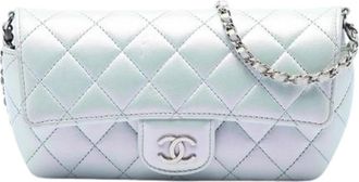 Chanel Pre-owned Quilted Lambskin Zonnebrillen Case - Dames - Vintage Schoudertas - Blauw - ONE Size - Leer - Vintage