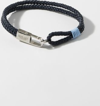Mon Art Mens Navy leather two-row bracelet