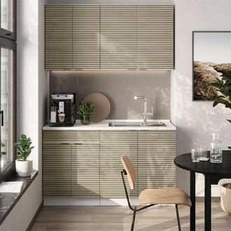 Vicco Cocina Para Solteros Fame-line, Panel Roble/blanco, 140 Cm, Et Antracita, Vicco