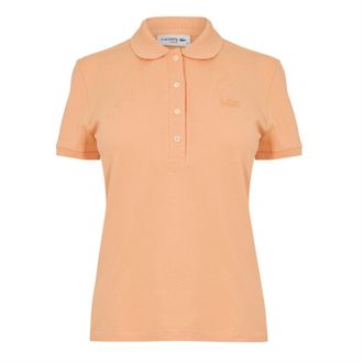 Lacoste Womens Slim Fit Stretch Mini Pique Short Sleeve Polo Shirt in Cina - Peach - Size 10 UK