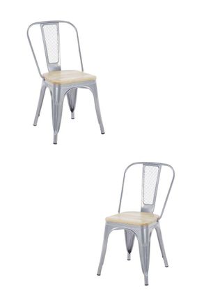 Regalos Miguel Packs Sillas Comedor - Pack 2 Sillas Valix Madera Natural - Gris Metalizado