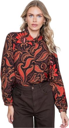 Geisha Overhemden, Dames, Veelkleurig, XL, Blouse met paisleyprint