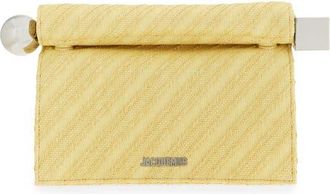 Jacquemus La Pochette Rond Carr&eacute; Canvas Clutch in Light Yellow at Nordstrom