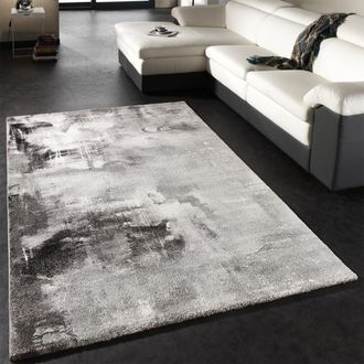 Paco Home Paco Home - Alfombra Moderna Dise&ntilde;o Est&eacute;tica Lienzo Moteada Sombreada Gris Negro Blanco 160x230 Cm