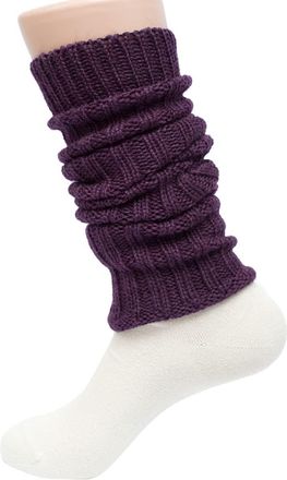 Hirsch Leg Warmers, 100% Wool (kbT), purple, 50 cm lang