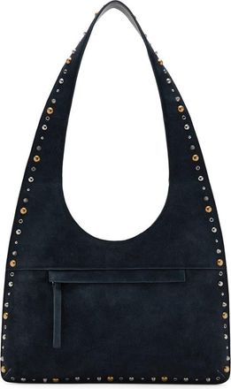 Mango Studded Suede Shoulder Bag in Navy at Nordstrom