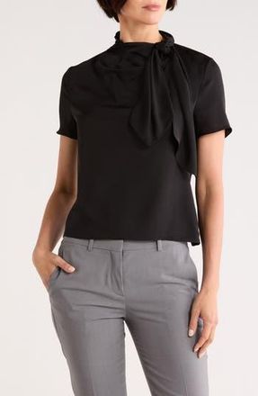 Theory Twist Scarf Silk Top in Black at Nordstrom Rack, Size Petite