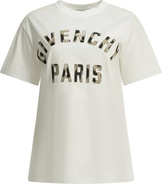 Givenchy Camiseta de Algod&oacute;n Bordada Par&iacute;s - Tops - Mujer - Blanco - XS