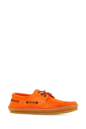 Saint Laurent Mens Fluo Orange Suede Ashe Loafers Sneaker