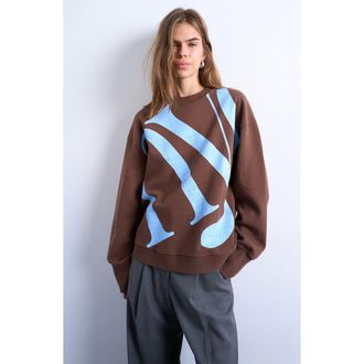 Topshop NYC Oversize Sweatshirt in Brown at Nordstrom, Size X-Small