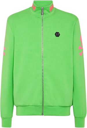 Philipp Plein Jogging Top Skull&Bones - Heren - Vesten met rits - Groen - XS - Katoen - Hoodies & sweatvesten
