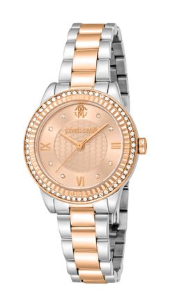 Roberto Cavalli Womens Women Stainless Steel Two Tone Silver & Rose Gold Color Watch - One Size