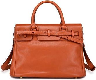 OLD TREND Wishbone Genuine Leather Structured Heritage Satchel in Cognac at Nordstrom