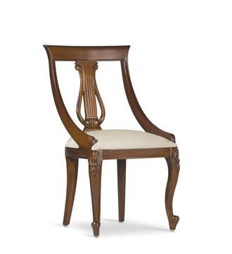 Moycor Silla de madera de caoba marr&oacute;n y poli&eacute;ster blanco