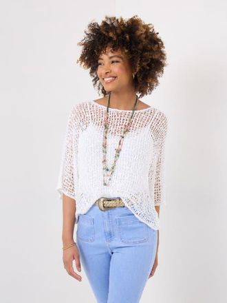 Joe Browns Popcorn Knit Pullover Sweater in White at Nordstrom, Size 4X