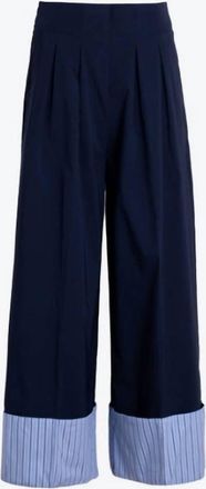 Vilagallo Womens Striped Cuffs Trousers In Navy