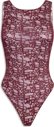 Elisabetta Franchi Rode Mouwloze Top met Logo Print - Dames - Bodies - Rood - S - Tule - Tops