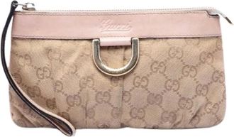 Gucci Pre-owned Clutches, female, Beige, Size: ONE SIZE Pre-owned Vintage Canvas Pouch