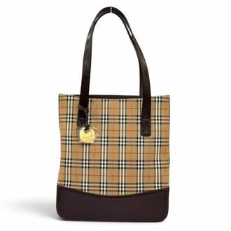 Burberry Beige Brown Leather Shoulder Bag Tote Bag (Pre-Owned)