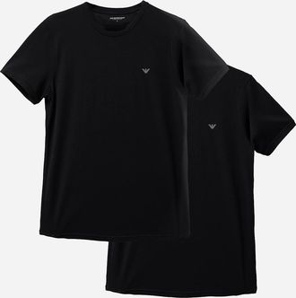 Emporio Armani Mens Emporio Armani 2-Pack Mens Crew Neck T-Shirts with Eagle Logo - Black/Black - Size: 42
