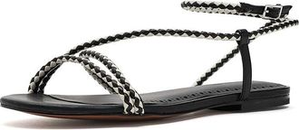 Rebecca Minkoff Ayla Braided Sandals Womens Sandals Black/Off-White : 6.5 M, Leather